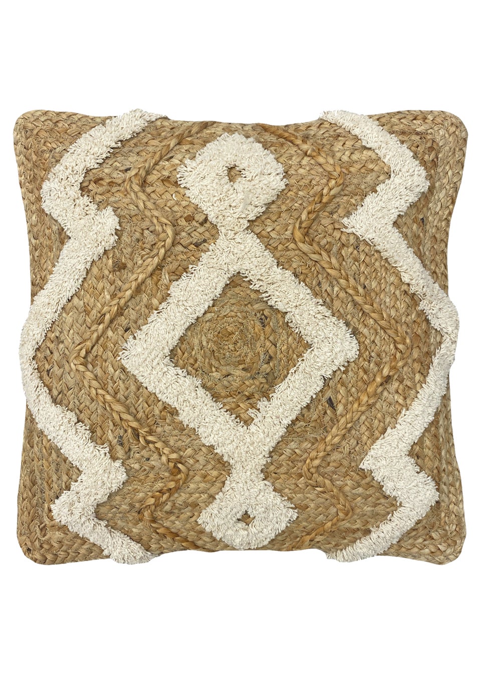furn. Jana Natural Jute Geometric Cushion (45cm x 45cm x 8cm)