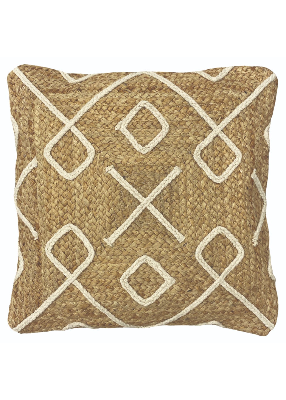 furn. Roolu Natural Jute Geometric Cushion (45cm x 45cm x 8cm)