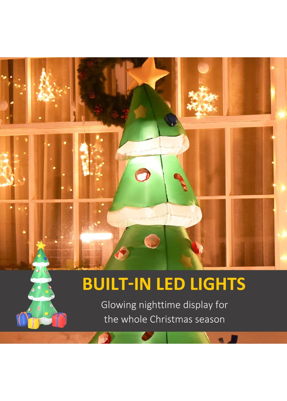 HOMCOM 6ft Tall Inflatable Christmas Tree with Star and Multicolour Gift Boxes