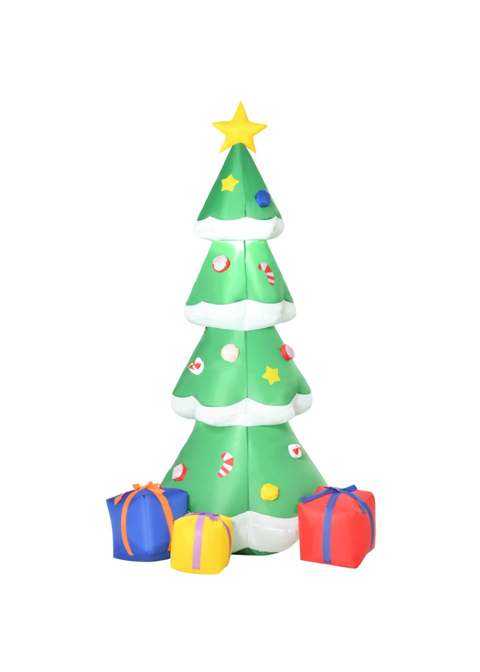 HOMCOM 6ft Tall Inflatable Christmas Tree with Star and Multicolour Gift Boxes