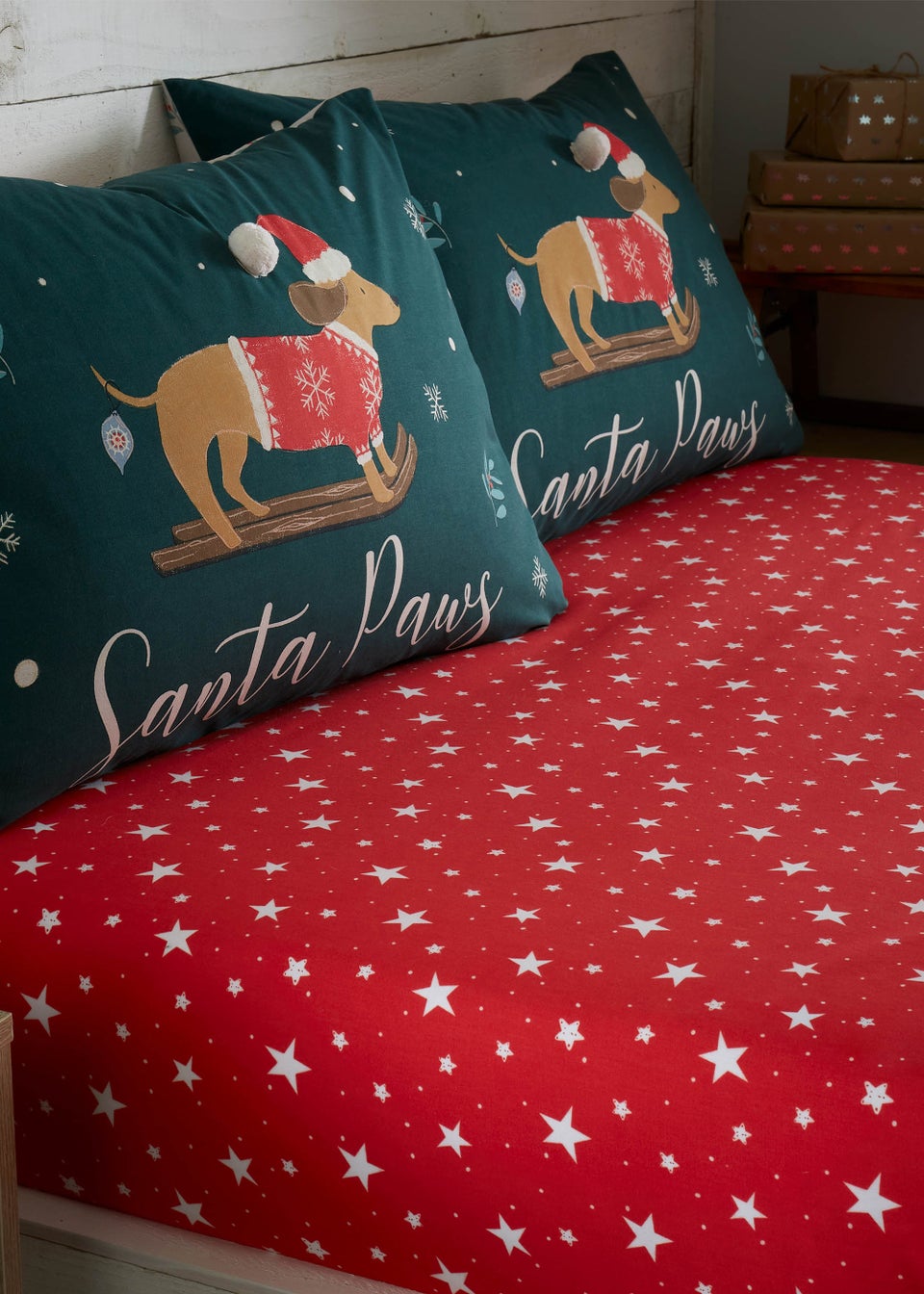 Catherine Lansfield Christmas Stars Fitted Sheet