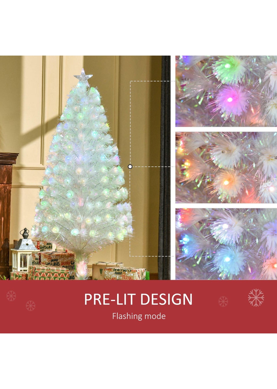 Prelit 5Ft Artificial Christmas Tree with Fiber Optic LED Lights