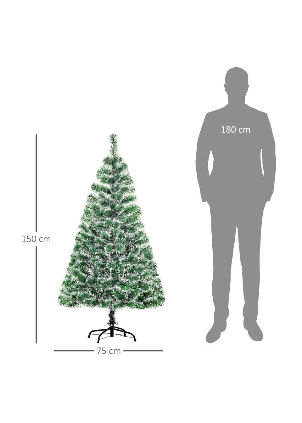 HOMCOM Snow Decorated Artificial Christmas Tree (5ft)