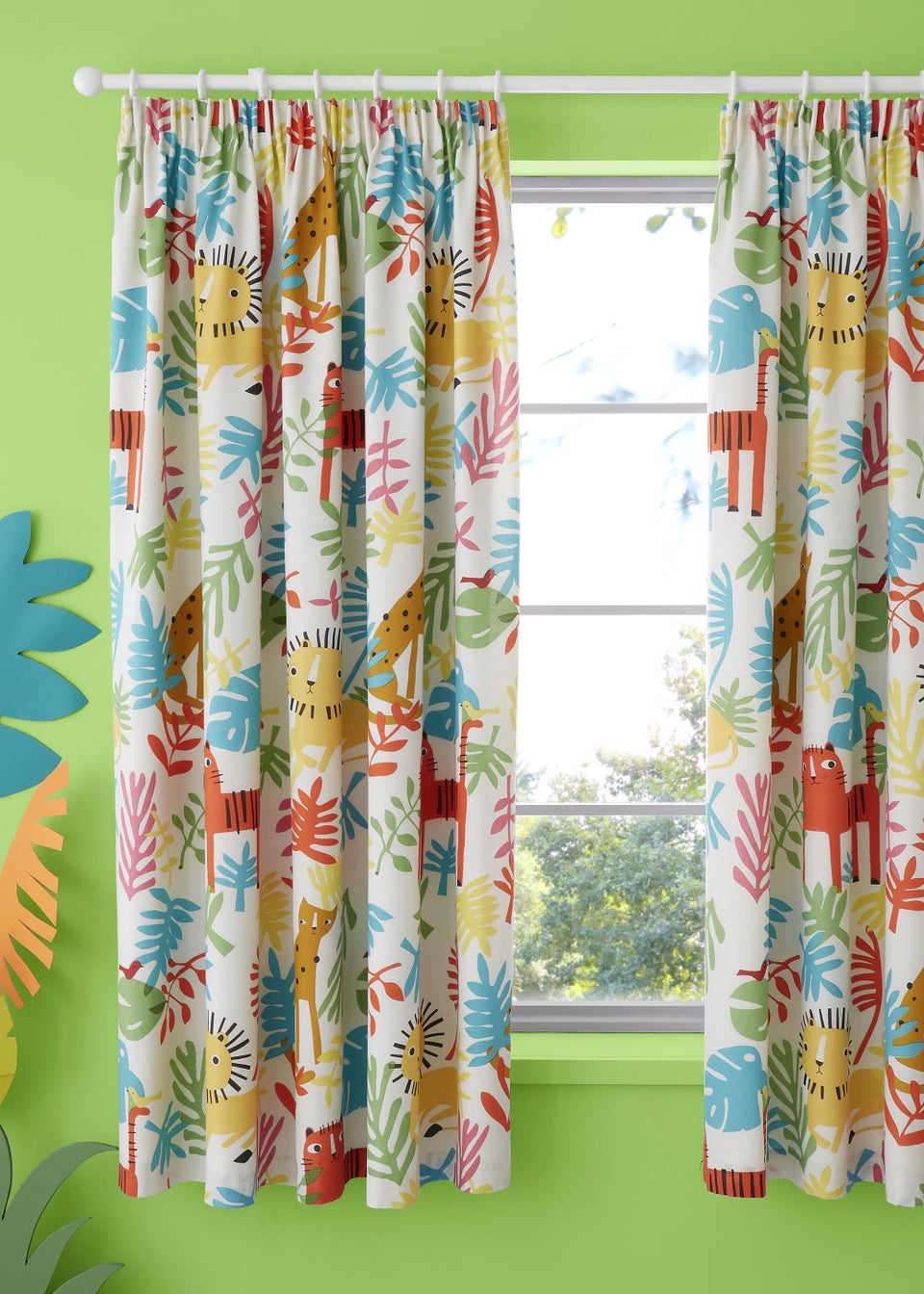 Cosatto Tiger Tropics Pair of Pencil Pleat Curtains (66cm x 72cm)