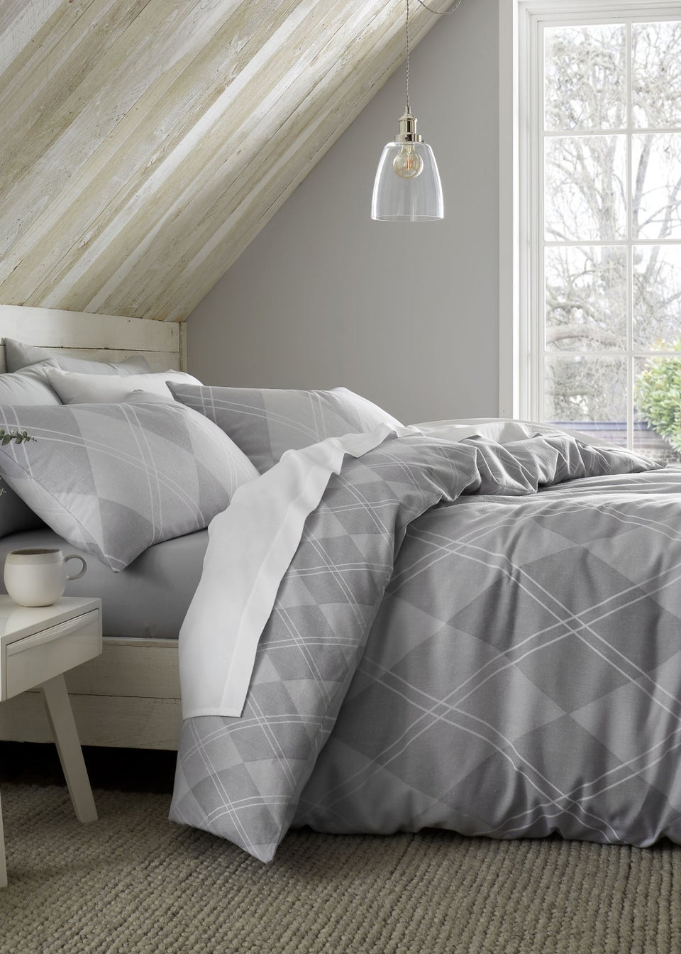 Catherine Lansfield Brushed Argyle Duvet Cover