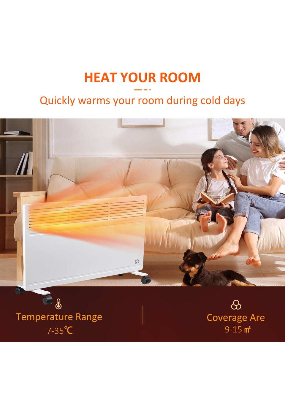 HOMCOM Convector Radiator Heater (45.5cm x 74cm x 23cm)