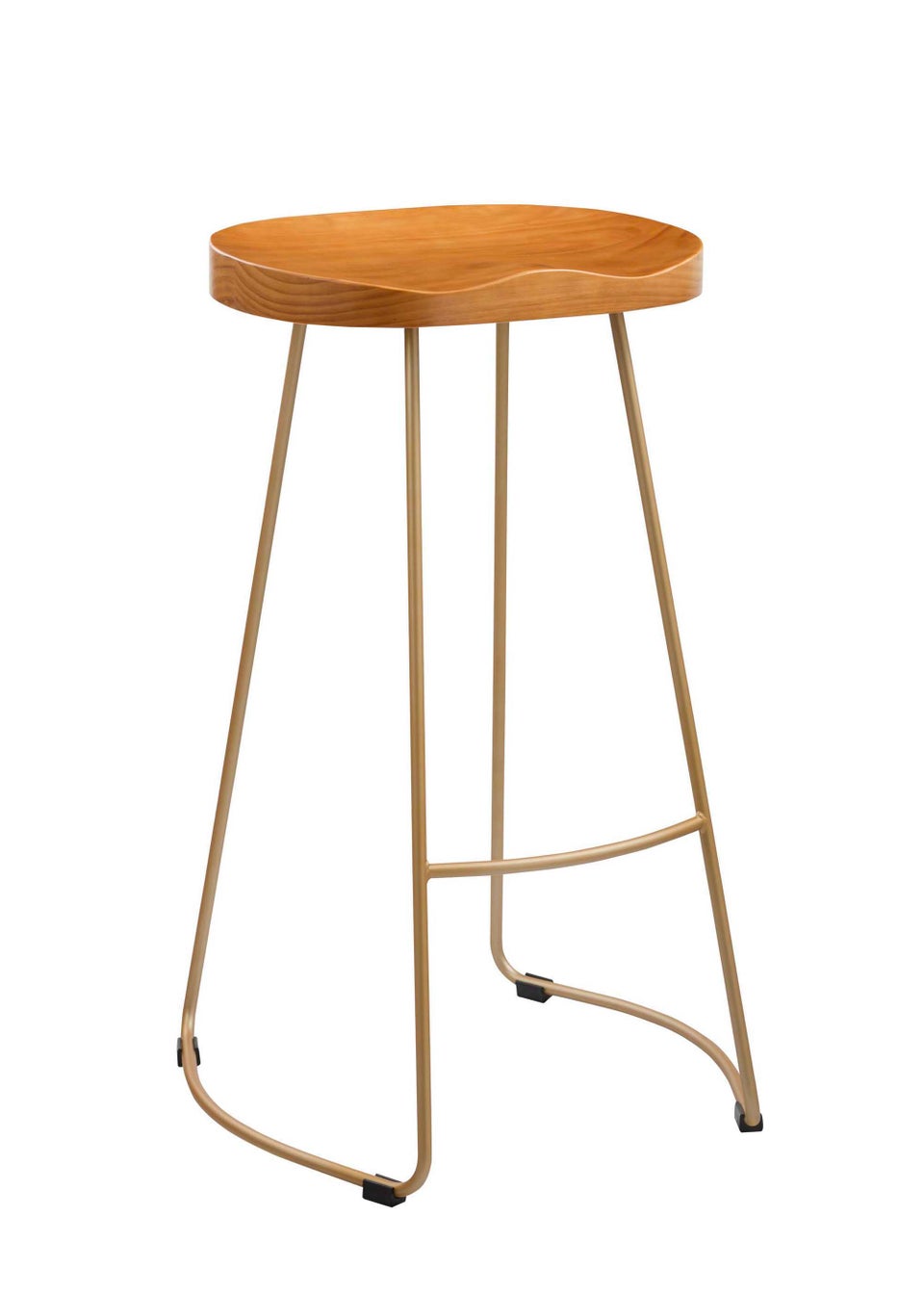 LPD Furniture Bailey Pine Wood Seat Gold Effect Leg Bar Stool (760x455x475mm)