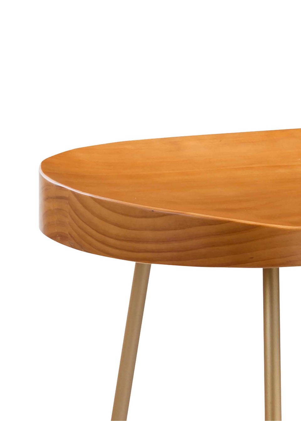 LPD Furniture Bailey Pine Wood Seat Gold Effect Leg Bar Stool (760x455x475mm)