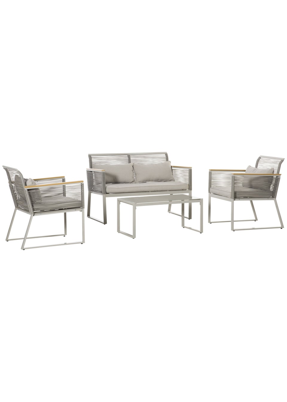 Outsunny 4 Piece Rope Rattan Effect Outdoor Furniture Set