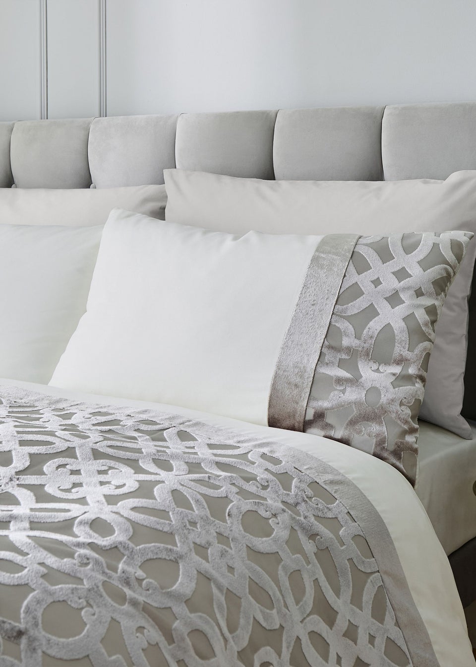 Catherine Lansfield Lattice Cut Velvet Duvet Cover Set
