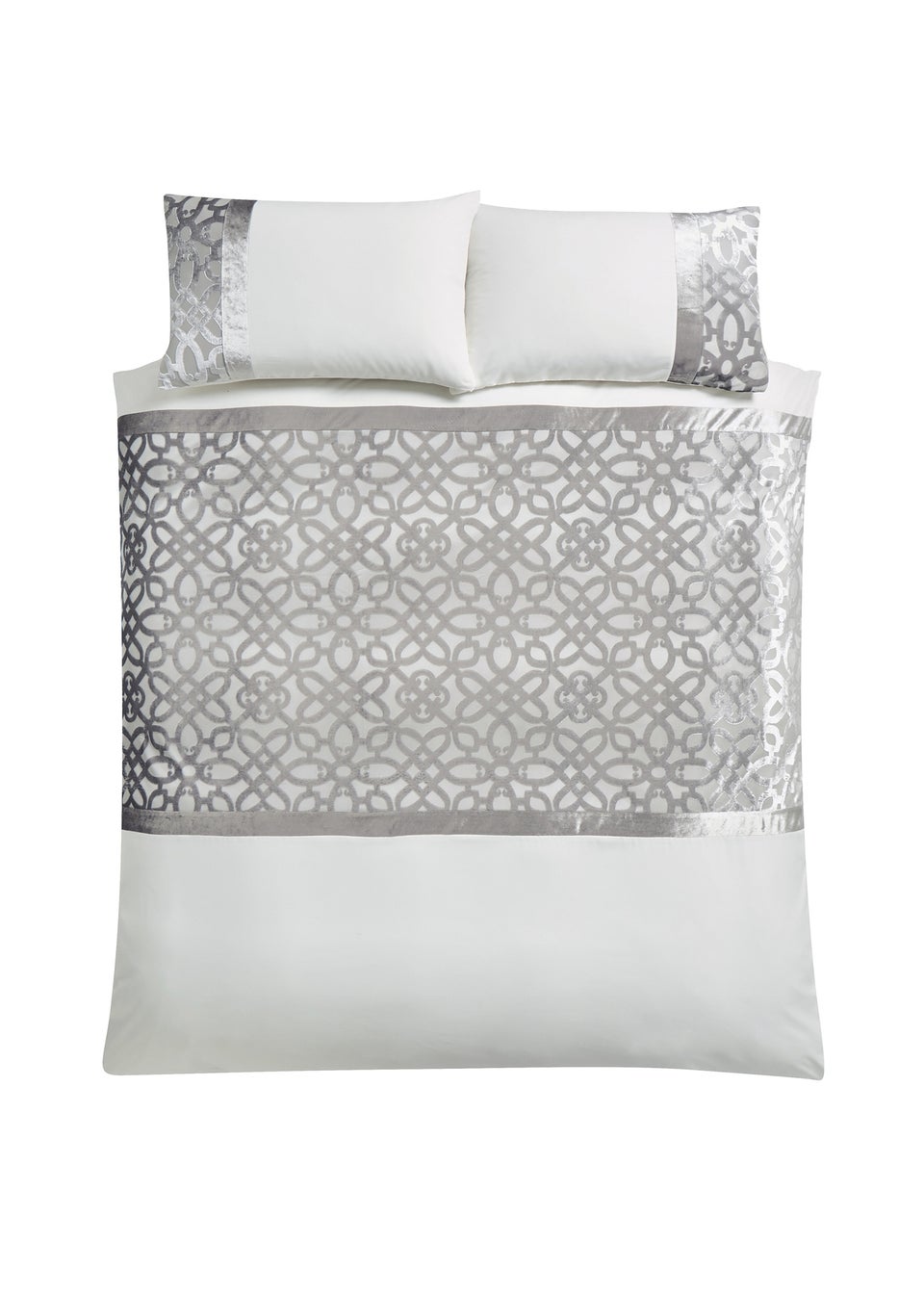 Catherine Lansfield Lattice Cut Velvet Duvet Cover Set