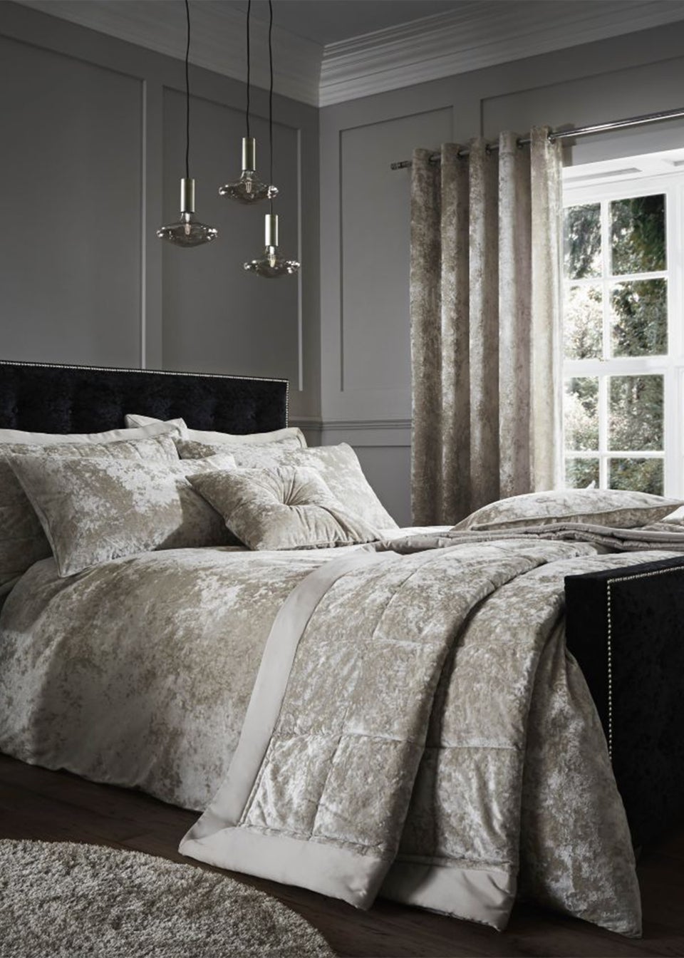 Catherine Lansfield Crushed Velvet Duvet Cover Set Matalan