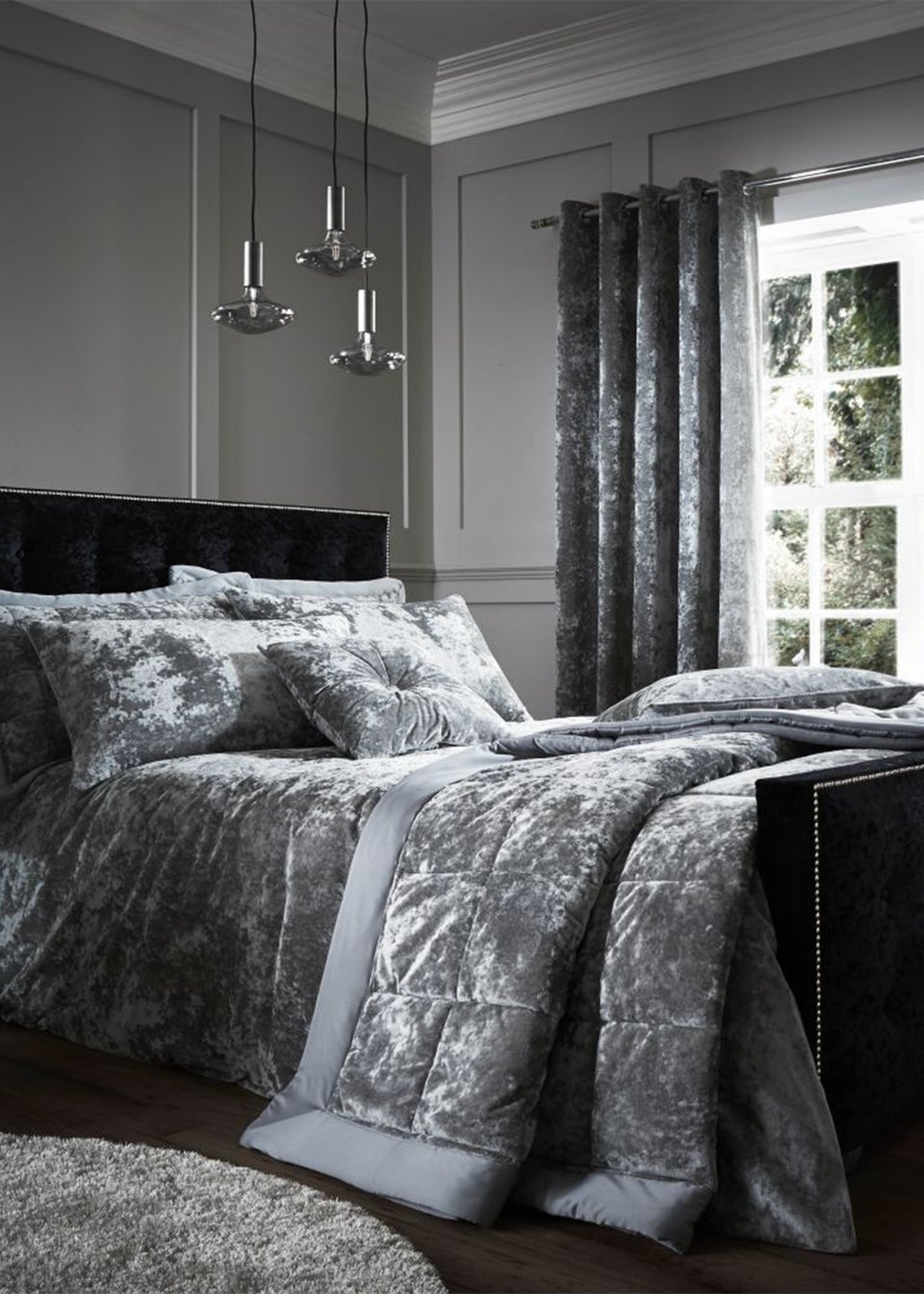 Catherine Lansfield Crushed Velvet Duvet Cover Set Matalan