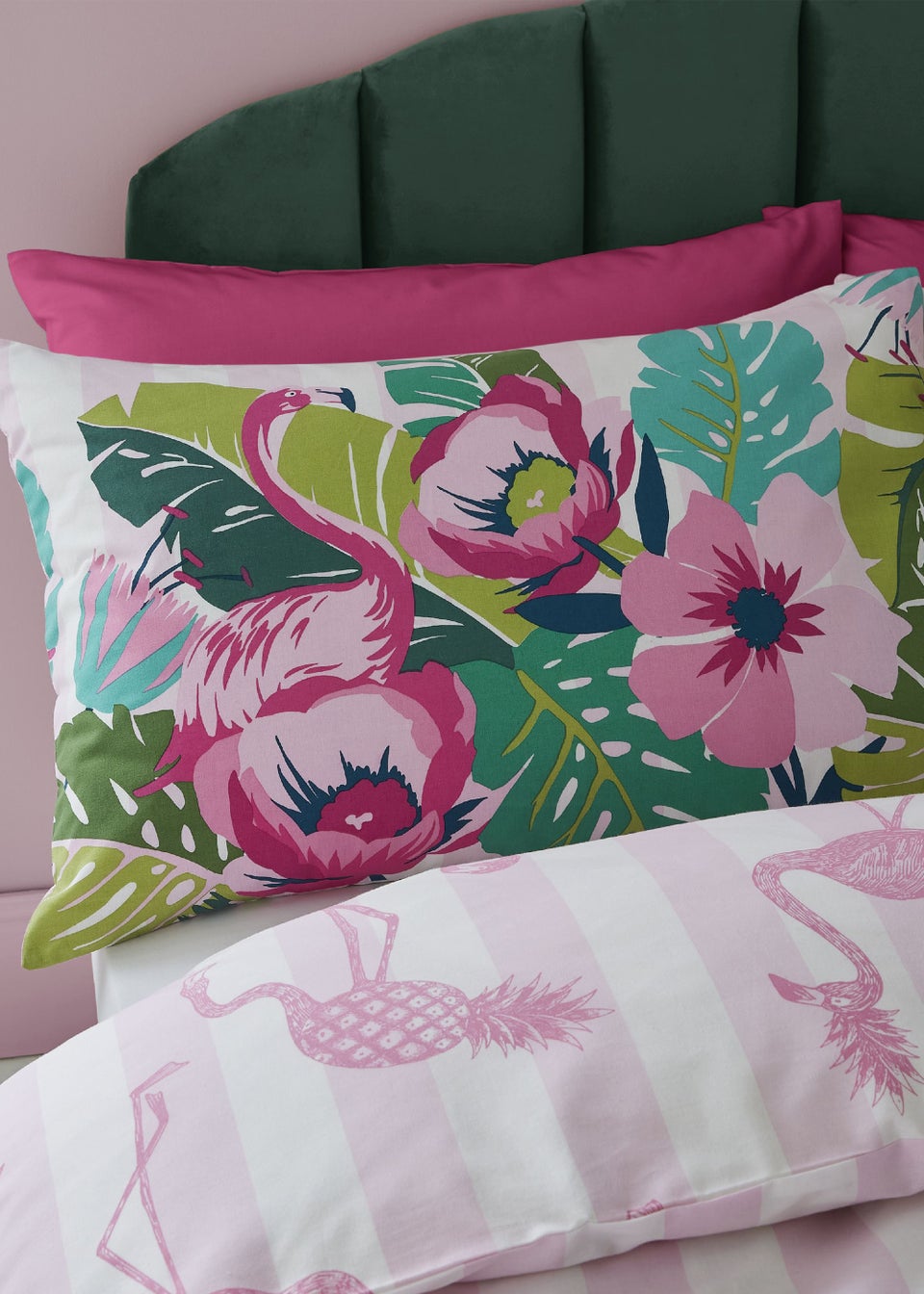 Sassy B Tropical Flamingo Stripe Reversible Duvet Cover