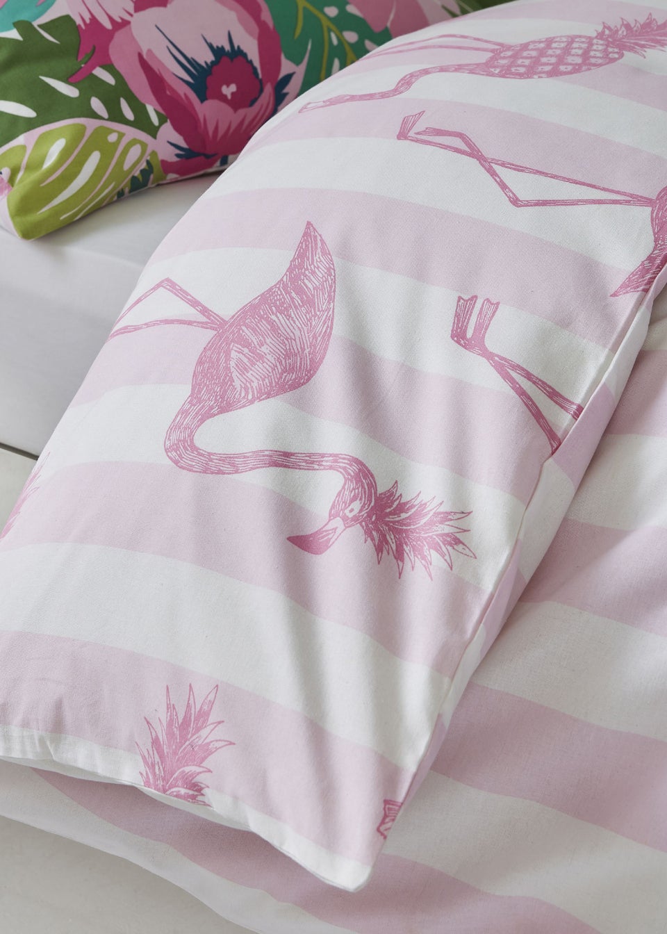 Sassy B Tropical Flamingo Stripe Reversible Duvet Cover
