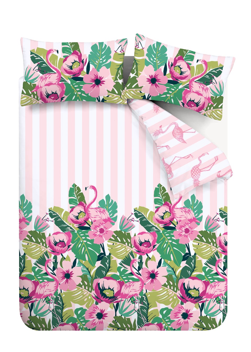 Sassy B Tropical Flamingo Stripe Reversible Duvet Cover