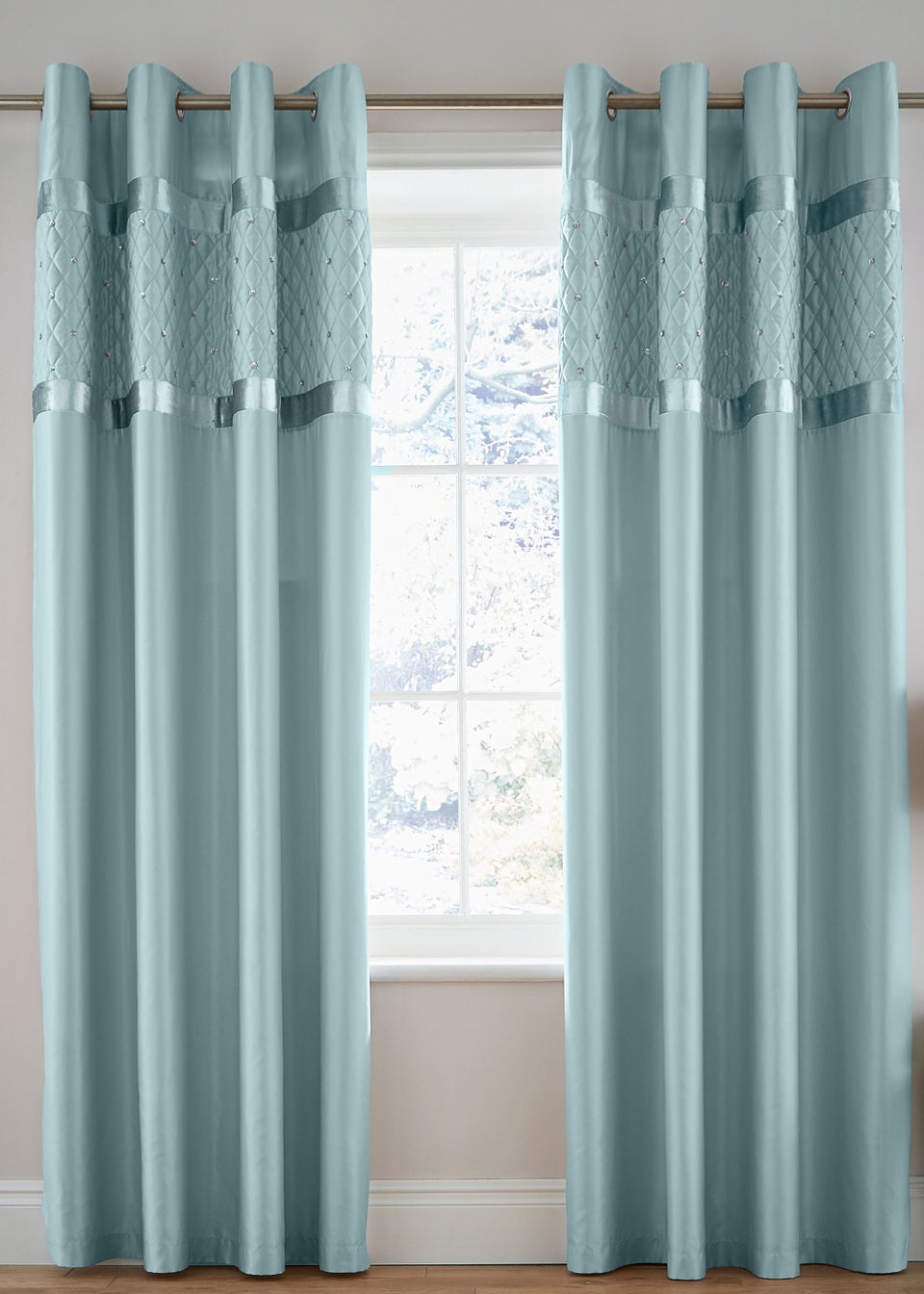 Catherine Lansfield Sequin Cluster Lined Eyelet Curtains