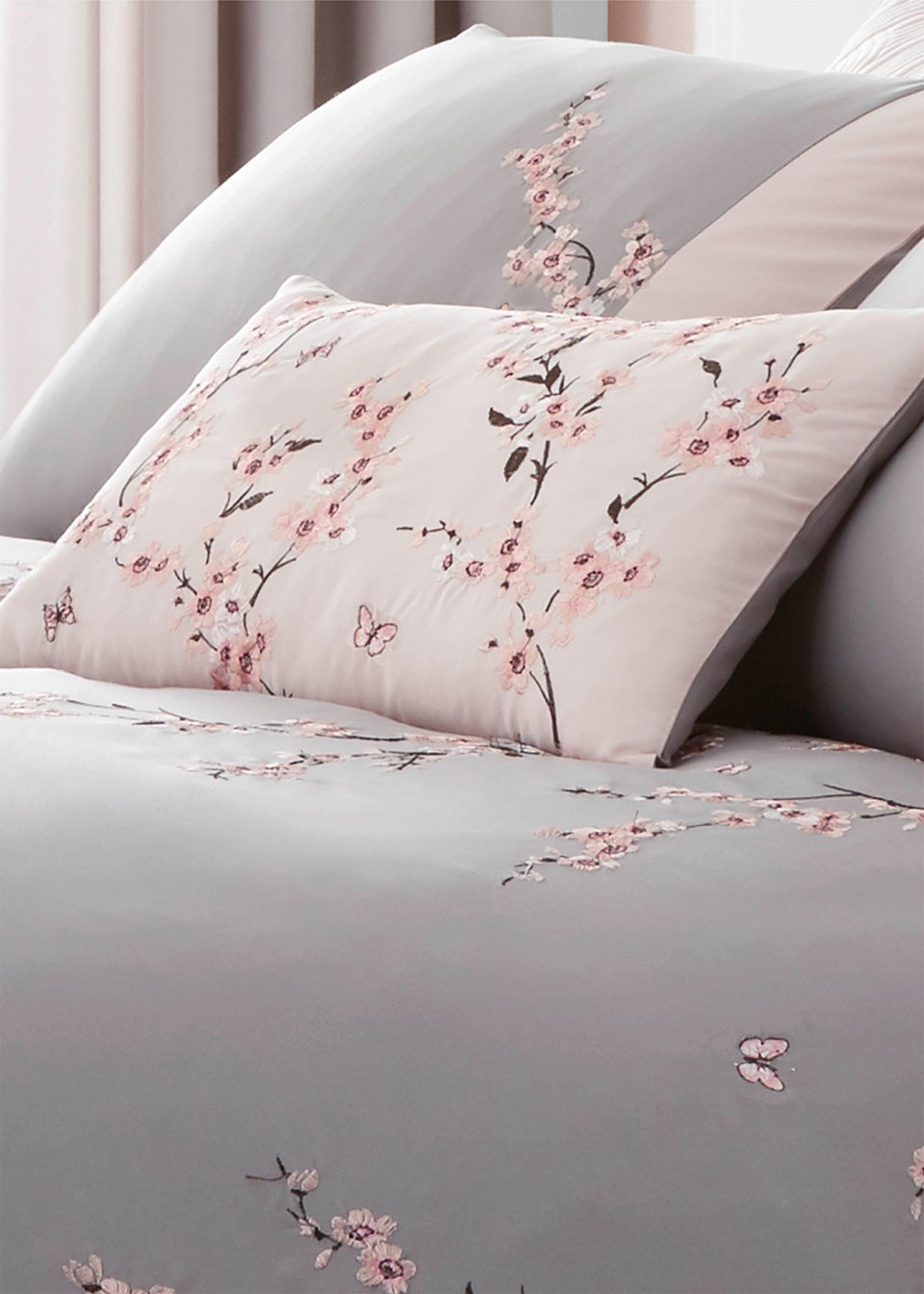 Catherine Lansfield Embroidered Blossom Cushion (30x40cm)