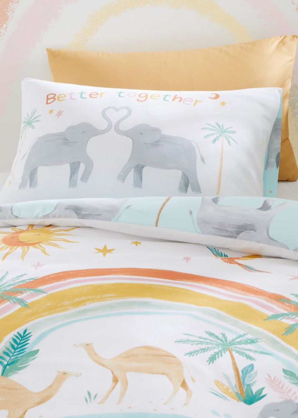 Pineapple Elephant Paradise Desert Animals Cotton Reversible Duvet Cover