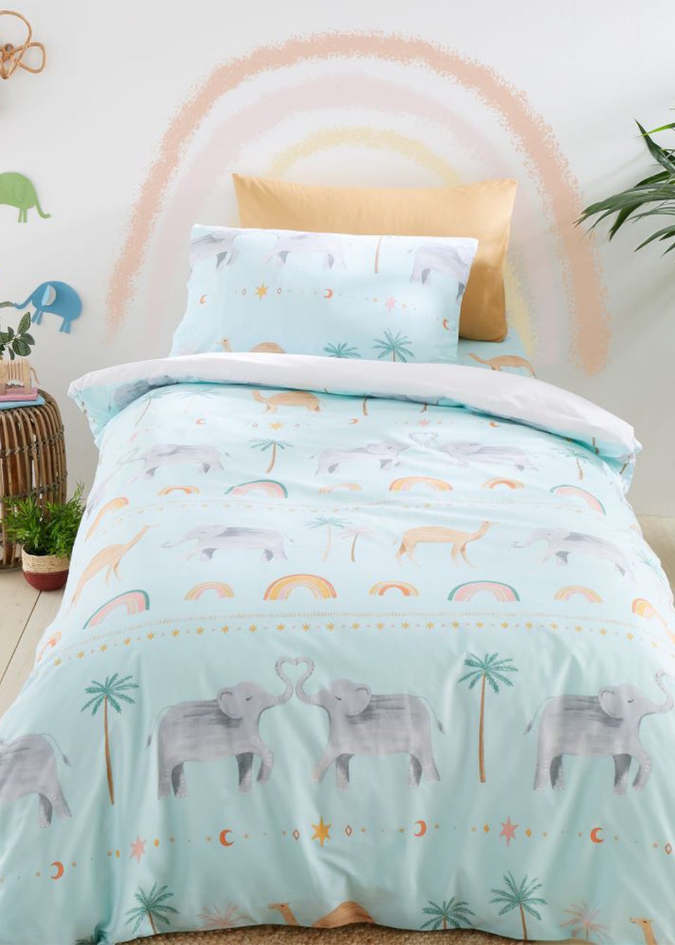 Pineapple Elephant Paradise Desert Animals Cotton Reversible Duvet Cover