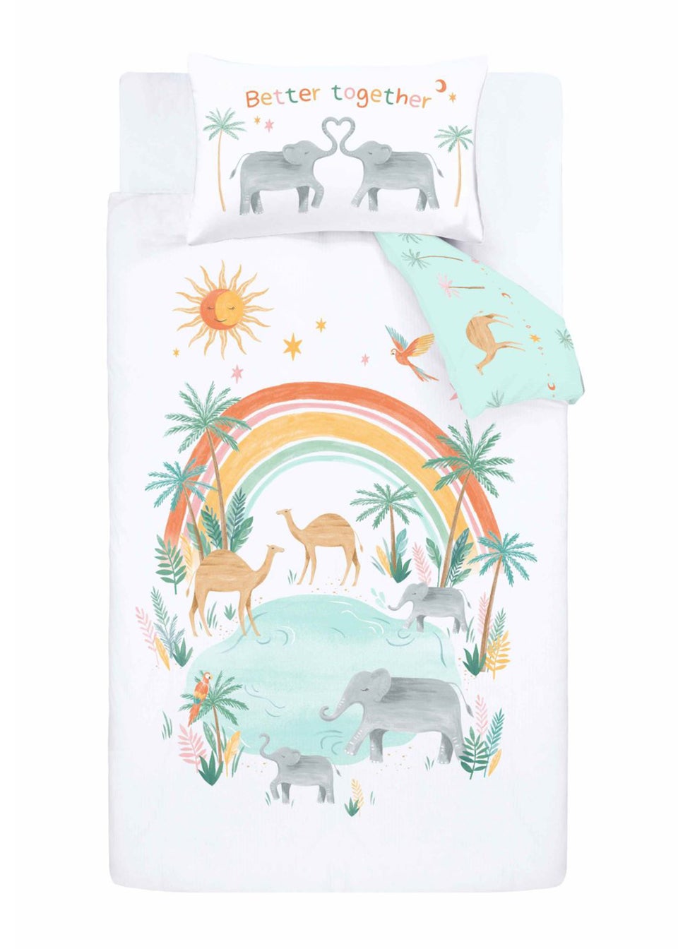 Pineapple Elephant Paradise Desert Animals Cotton Reversible Duvet Cover