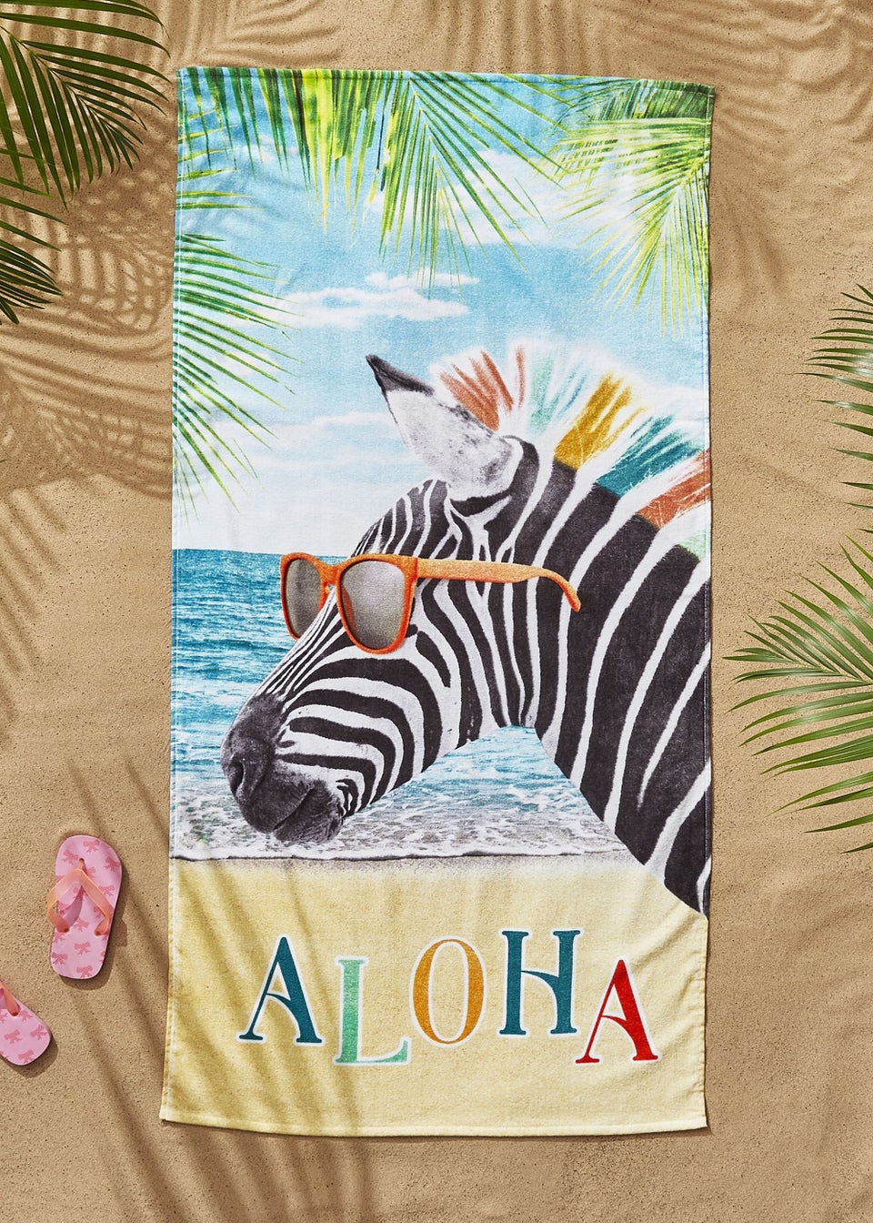 Catherine Lansfield Aloha Zebra Cotton Beach Towel