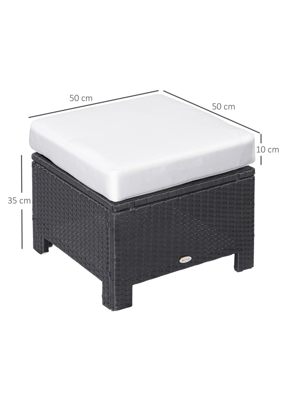 Outsunny Rattan Footstool Wicker with Cushion