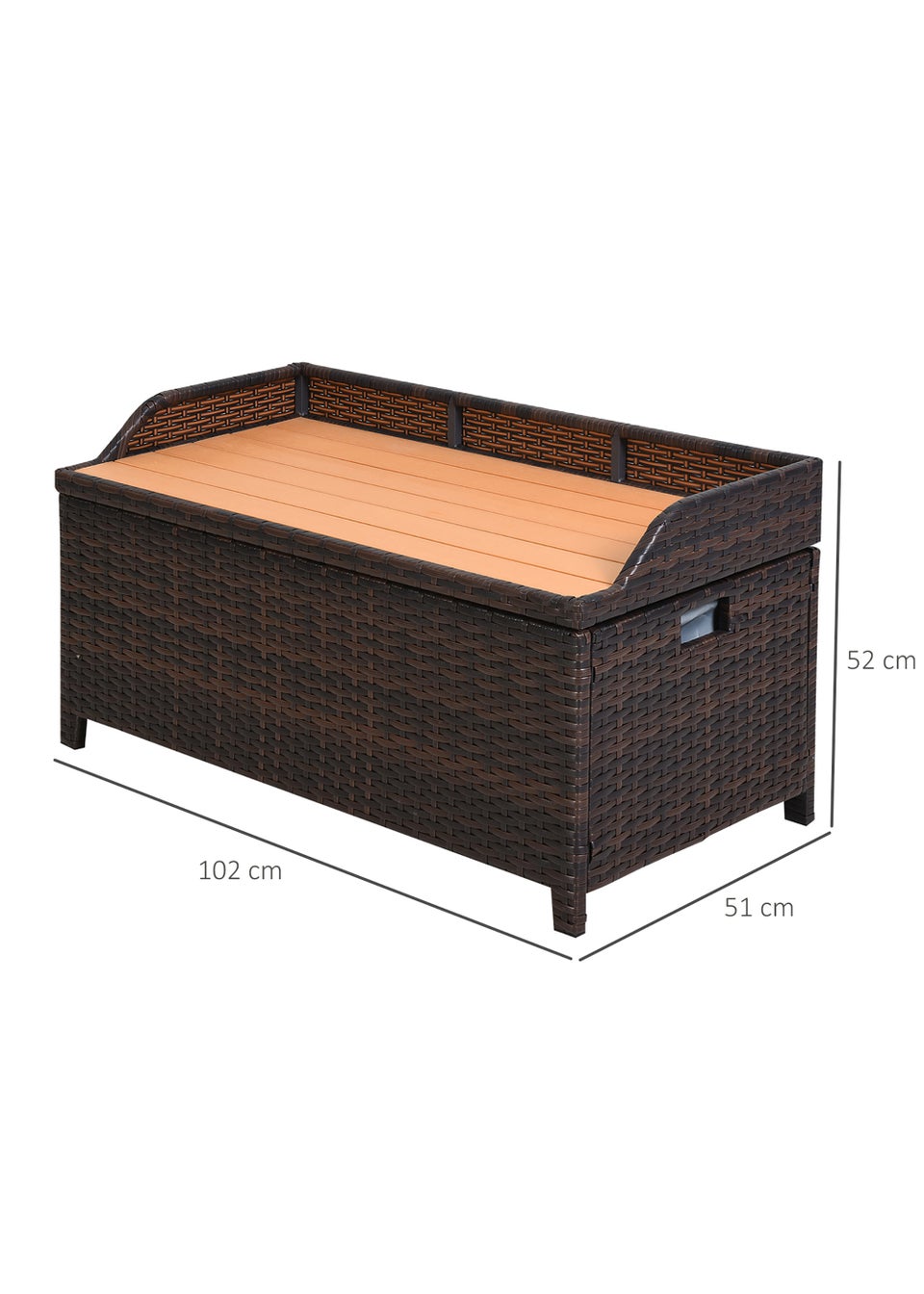 Outsunny PE Rattan Outdoor Storage Benches, Aluminium Garden Bench with Storage Underneath
