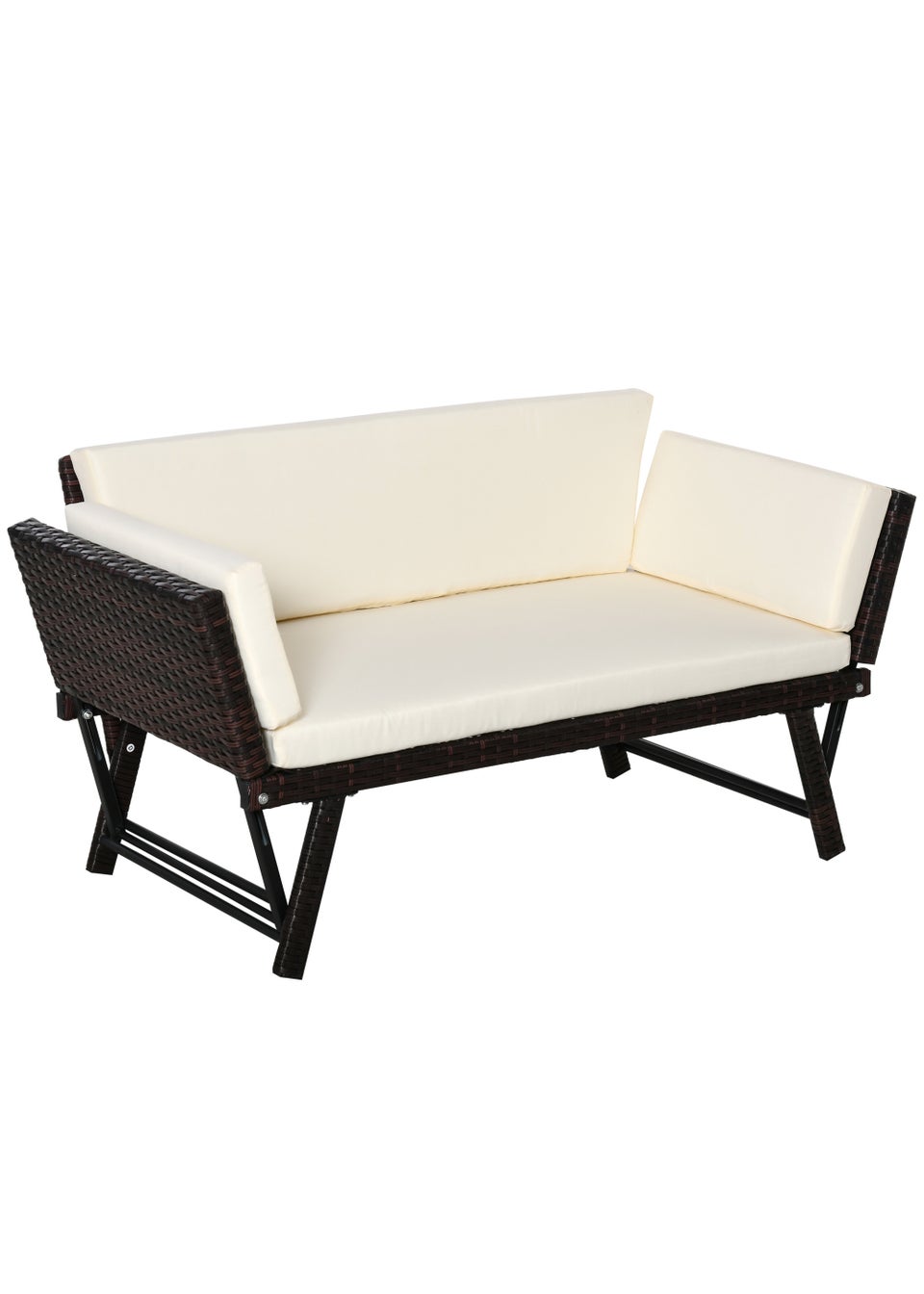 Outsunny 2 in 1 Rattan Folding Chaise Lounger