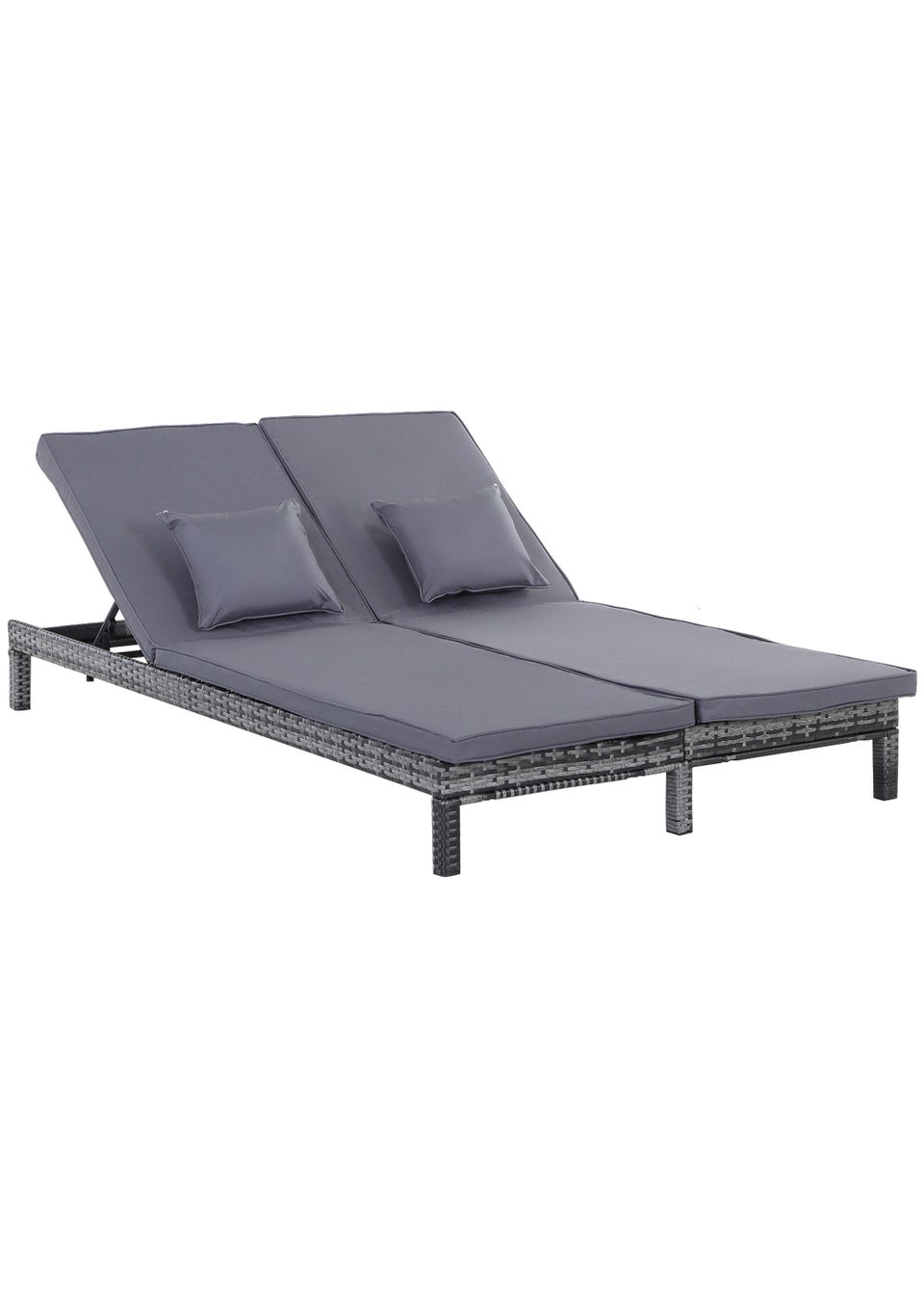 Outsunny 2 Person Rattan Lounger (195cm x 120cm x 28cm)