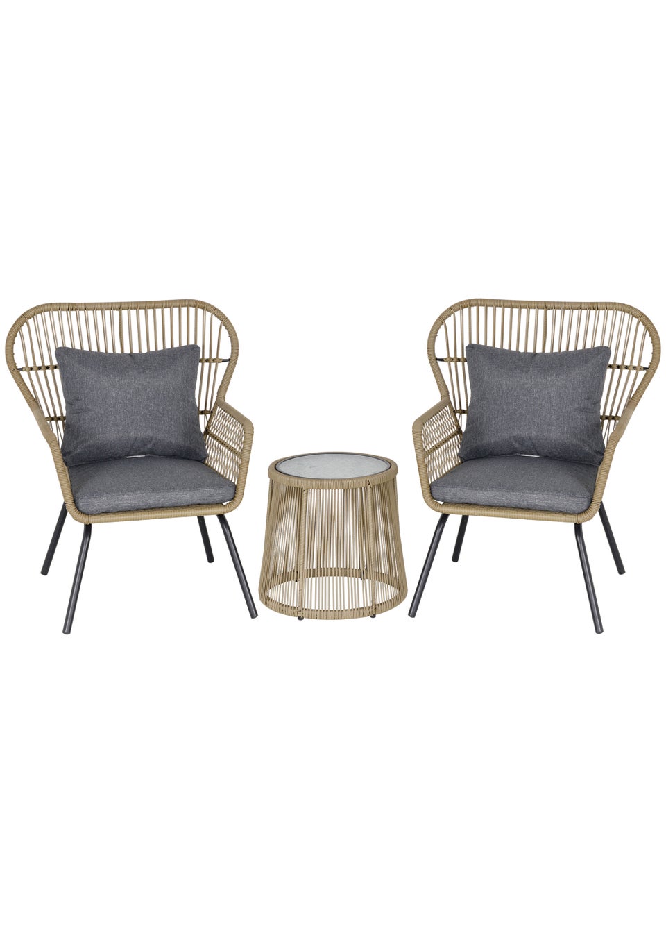 Outsunny 3 Piece Rattan Garden Furniture Set with Cushions