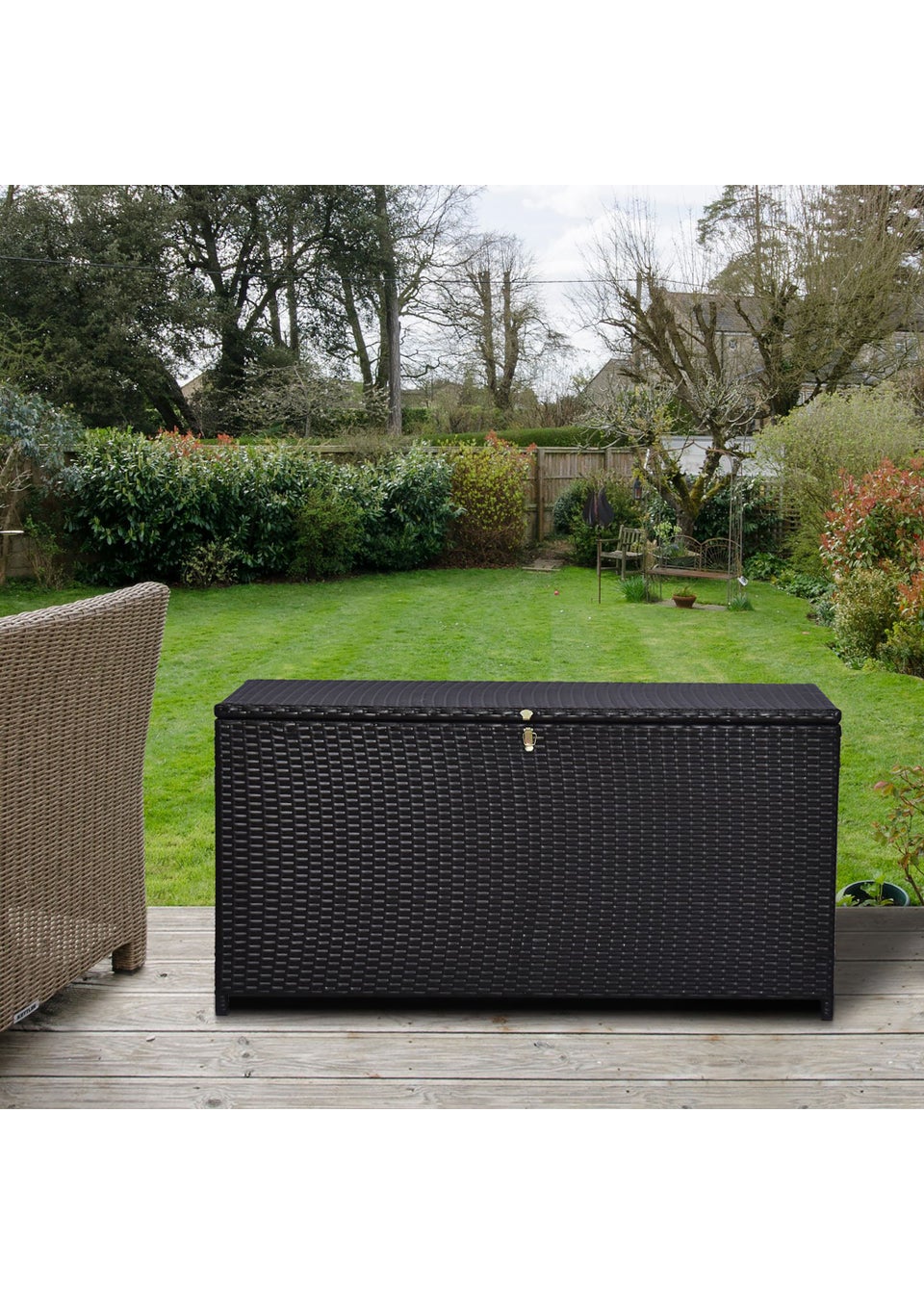 Outsunny Large Rattan Storage Box Garden Chest