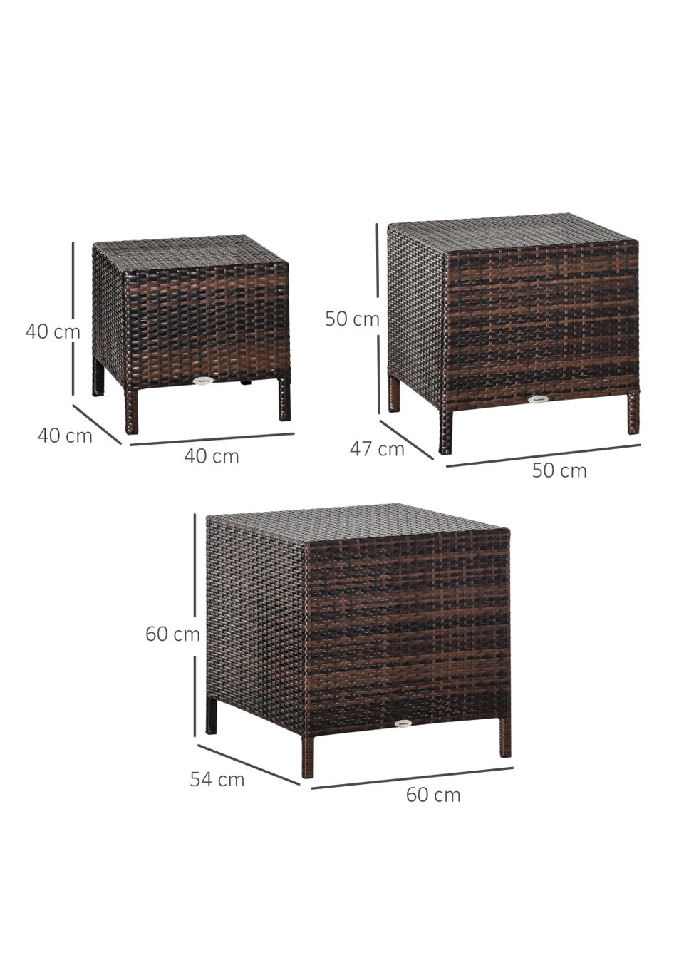 Outsunny 3 Piece Rattan Nest of Tables