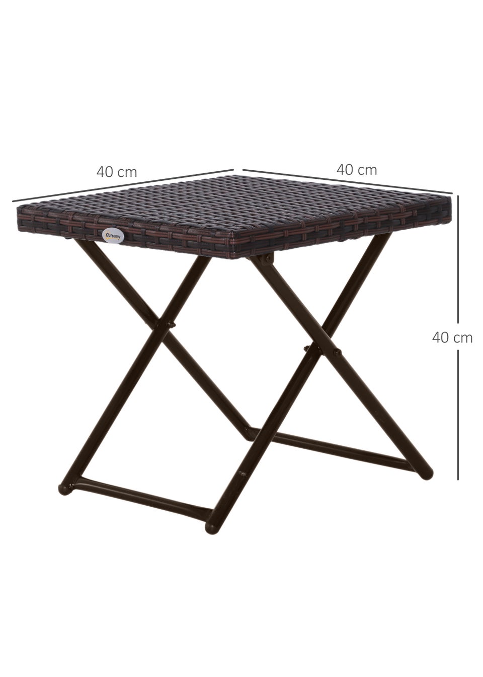Outsunny Folding Square Rattan Bistro Table (40cm x 40cm x 40cm)