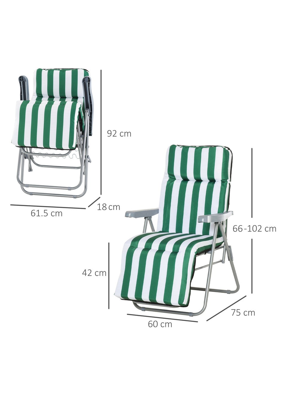 Outsunny Set of 2 Garden Patio Foldable  Sun Recliners Loungers