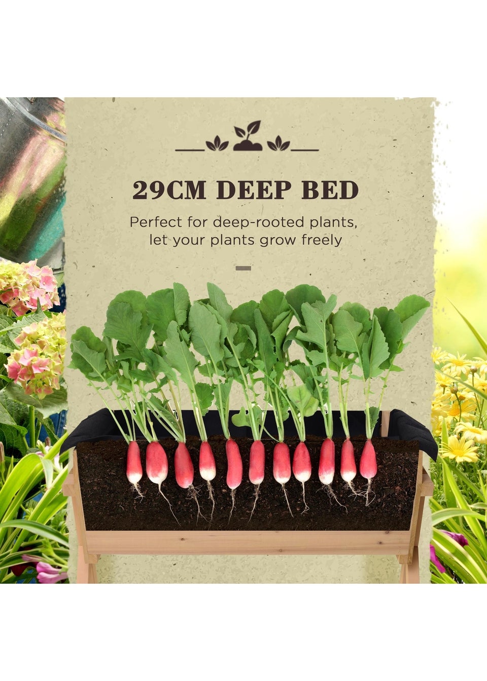 Outsunny Wooden Planter Raised Bed Stand Vegetable Flower Bed 100 x 70 x 80cm