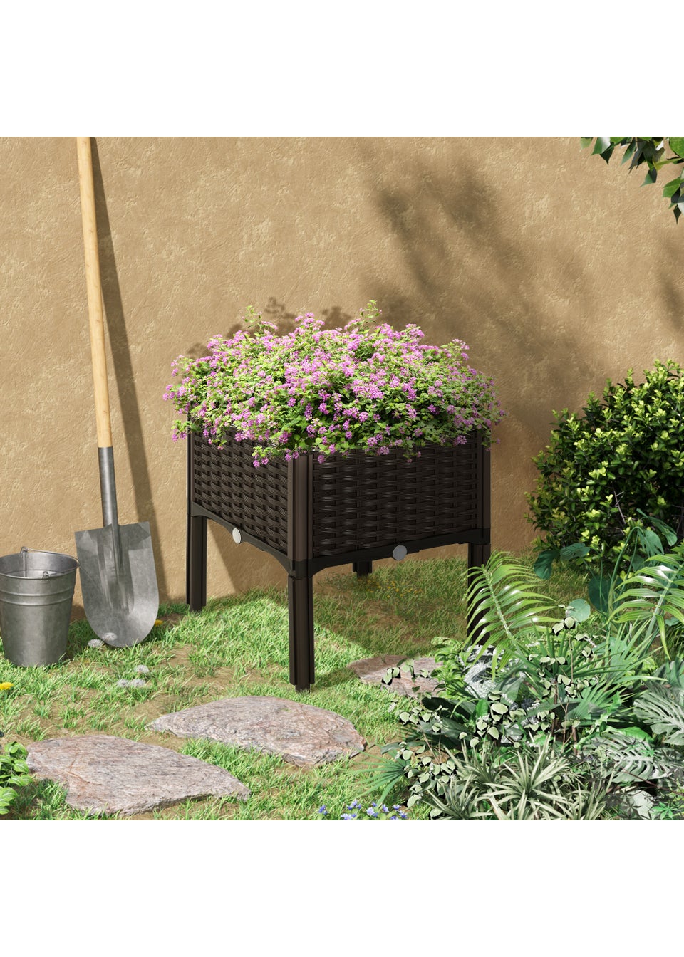 Outsunny Elevated Flower Bed (40cm x 40cm x 44cm)