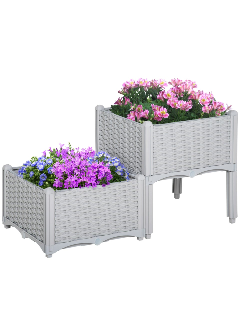 Outsunny 2 Piece Elevated Flower Bed