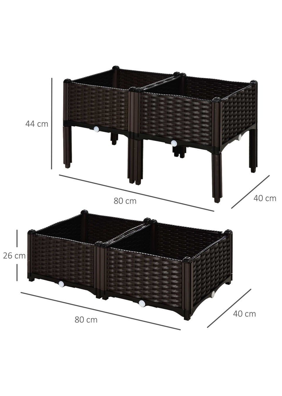 Outsunny 4 Piece Elevated Flower Bed