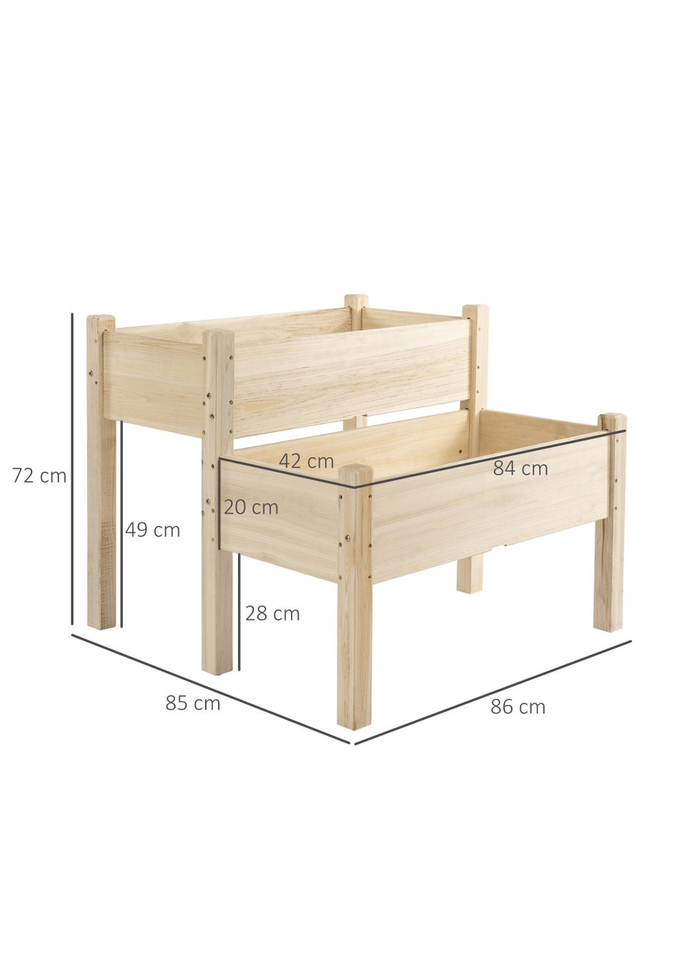 Outsunny 2-Piece Raised Beds for Garden, Wooden Raised Planters 86L x 85W x 72Hcm