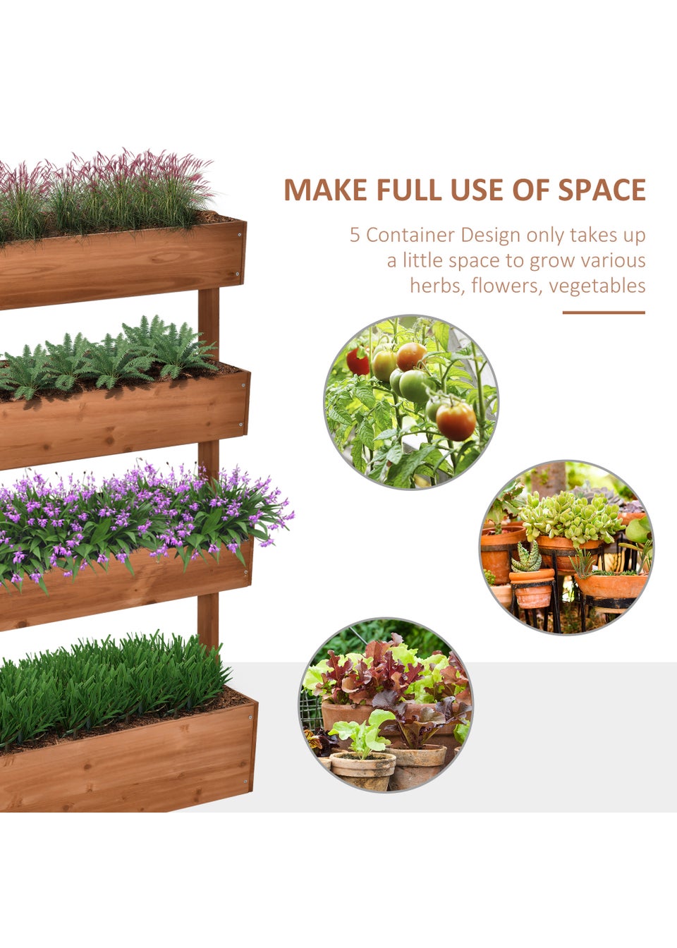 Outsunny Raised Garden Bed Box (85cm x 45cm x 141cm)
