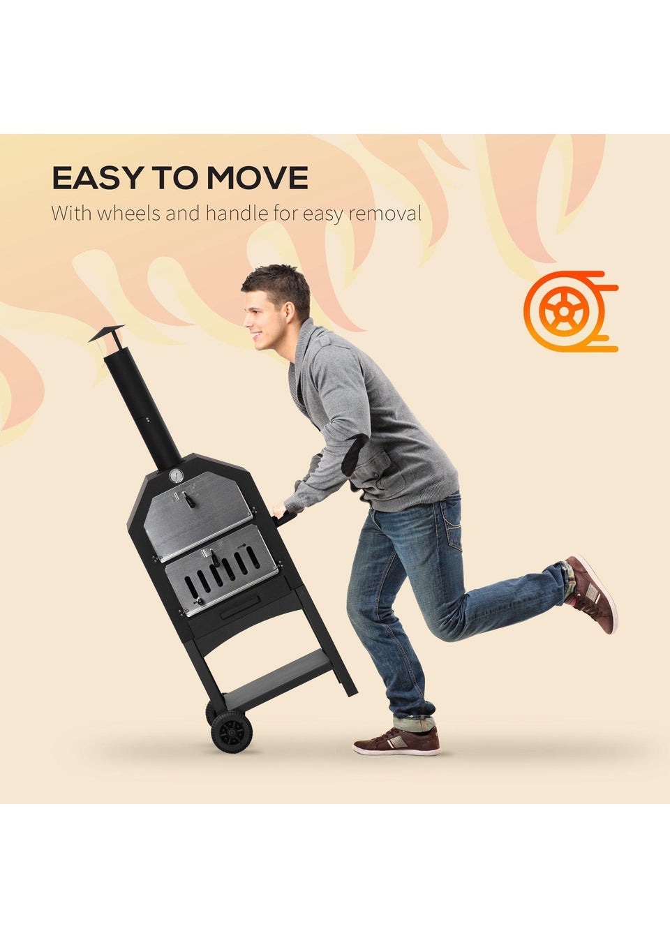 Outsunny Charcoal Tall Ovan Pizza Maker BBQ Grill Outdoor Picnic w/ Thermometer