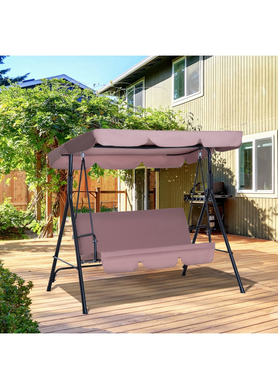 Outsunny Outdoor 3 Seat Canopy Swing Chair (172cm x 110cm x 153cm)