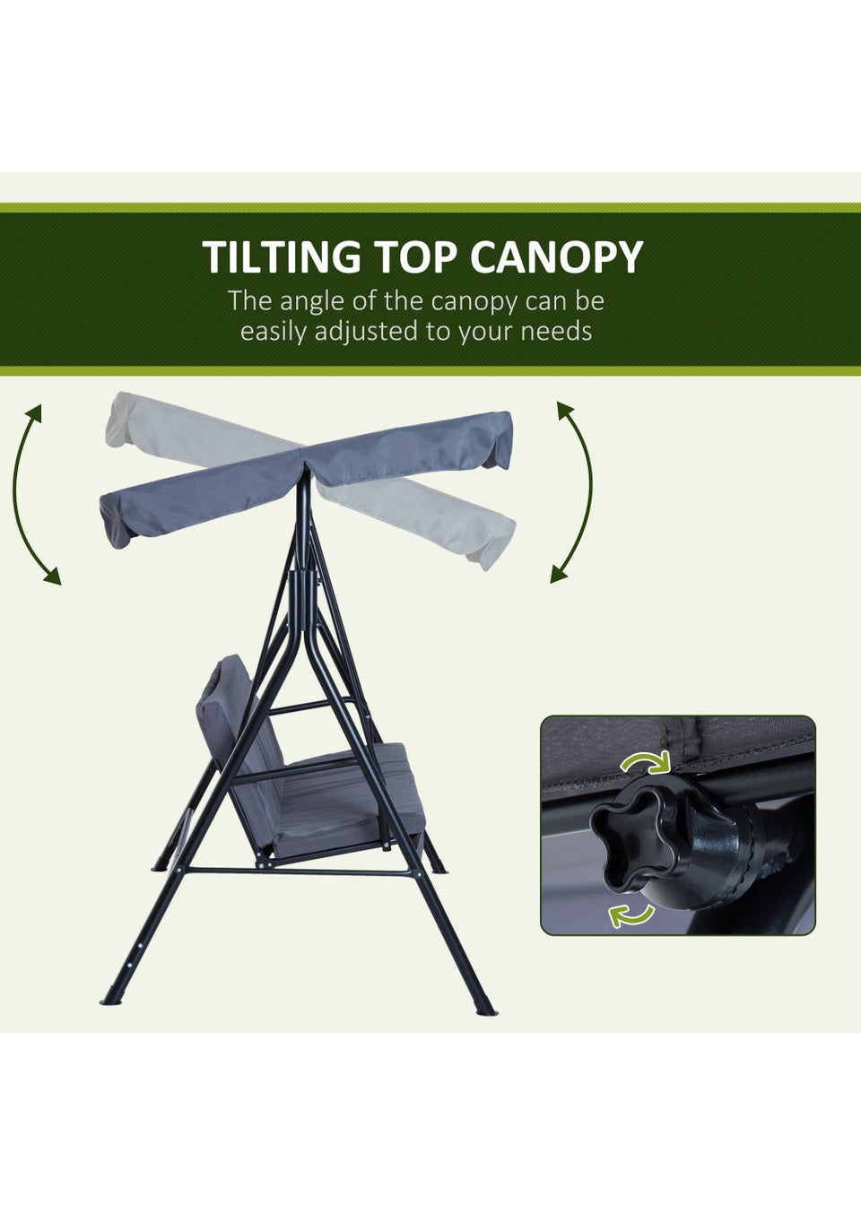 Outsunny Outdoor 3 Seat Canopy Swing Chair (172cm x 110cm x 153cm)