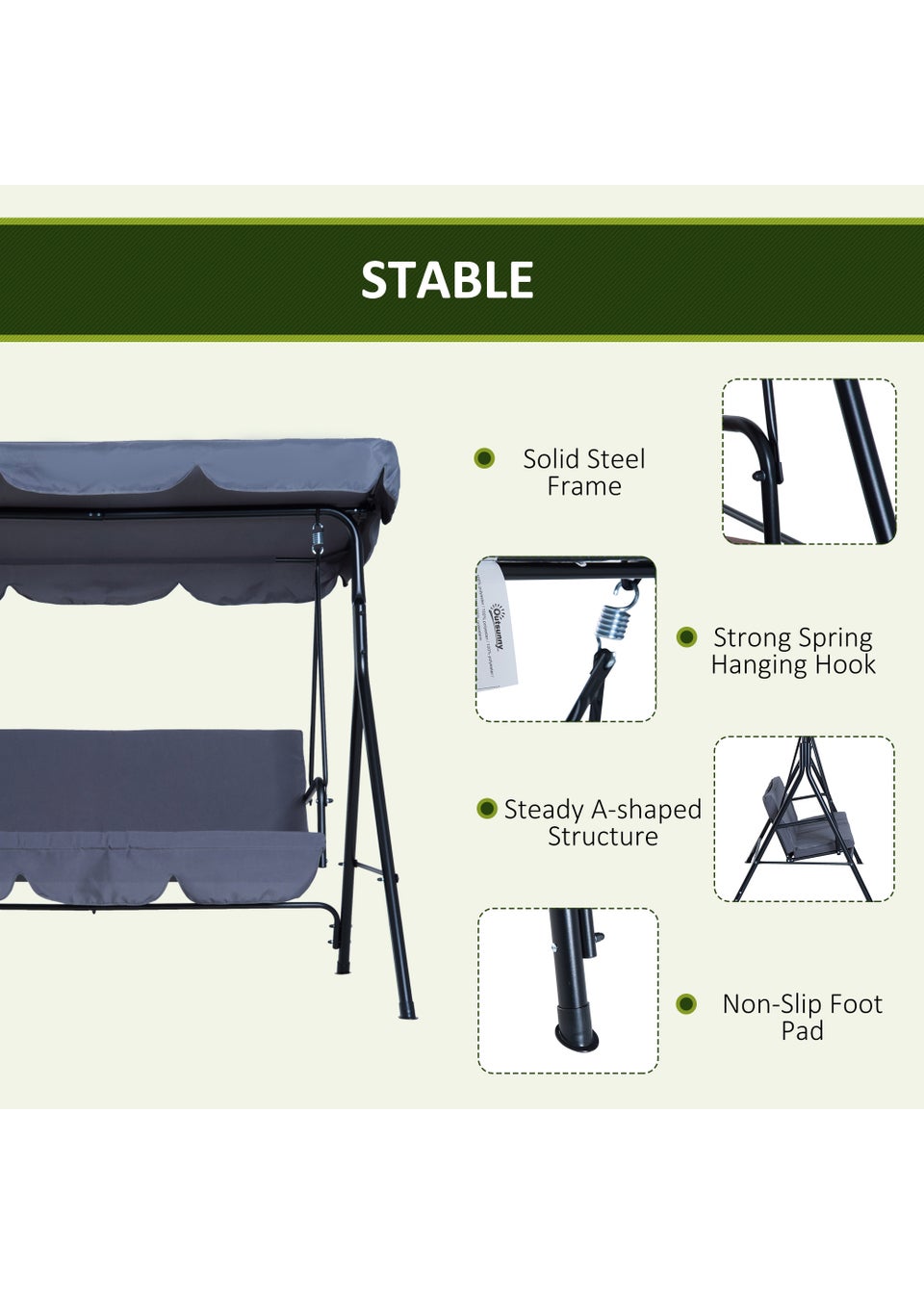 3 seat best sale text swing seat