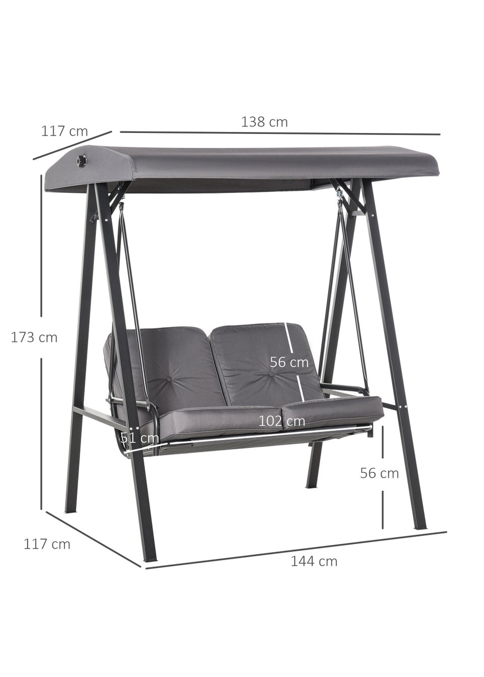 Outsunny 2 Seater Garden Swing Chair
