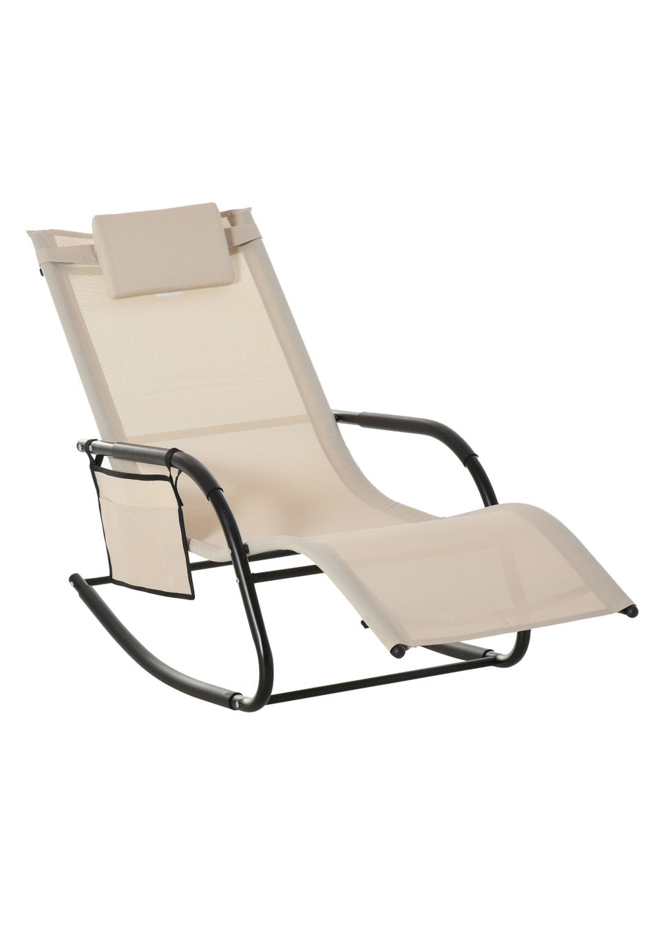 Outsunny Outdoor Garden Rocking Chair, Patio Sun Lounger Rocker Chair with Breathable Mesh Fabric