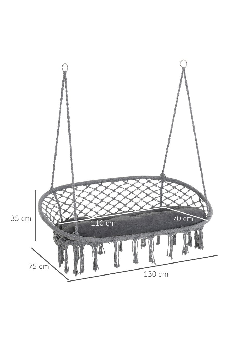 Outsunny Hanging Hammock Chair (130cm x 75cm x 35cm)