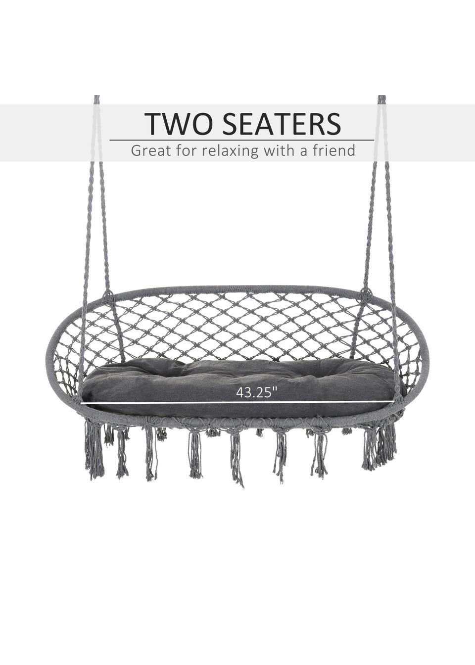 Outsunny Hanging Hammock Chair (130cm x 75cm x 35cm)