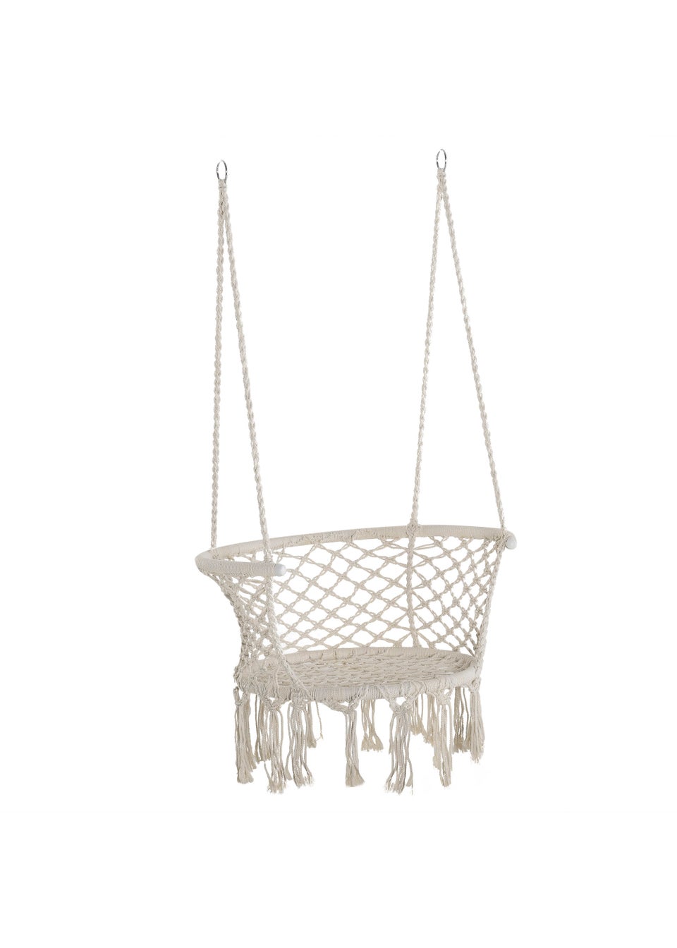 Outsunny Outdoor Hanging Rope Chair with Cotton Rope, Cotton-Polyester Blend Macrame Garden Hammock Chair